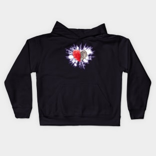 Flashes of light and Skeleton rib heart, Broken, blood heart, watercolor design rib heart Kids Hoodie